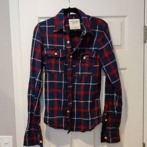 Abercrombie M Navy & Red Flannel